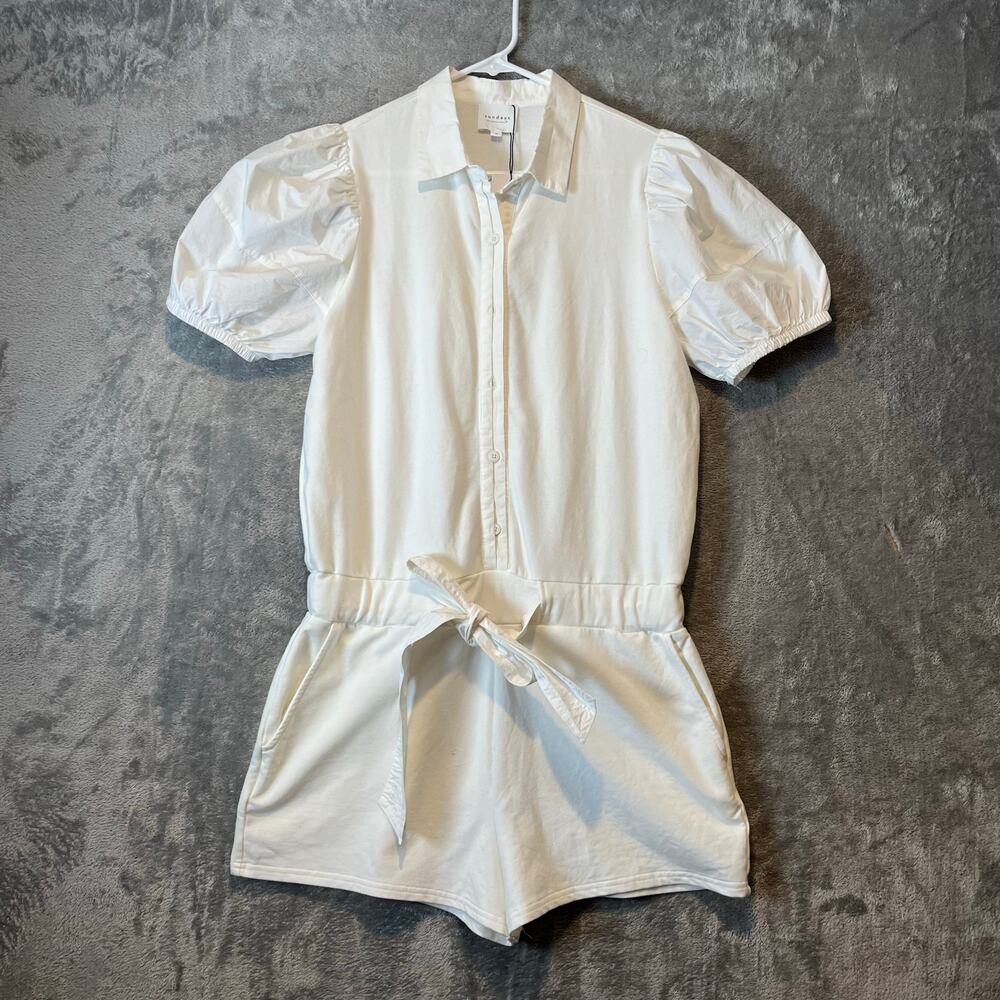 SUNDAYS Sz M Barrett Romper in Coconut Milk‎ Short Sleeve New Women's
